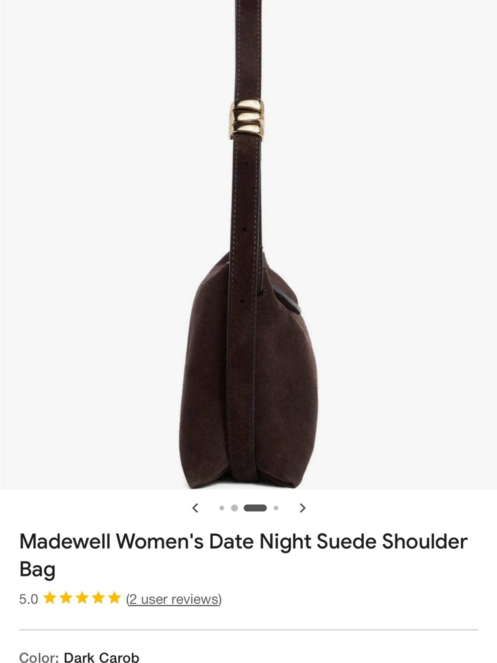 Women’s Suede Shoulder Bag in Dark Brown - Picture 6 of 9